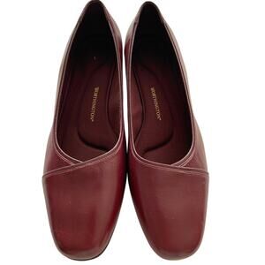 WORTHINGT0N WOMEN'S LEATHER BURGUNDY FLATS COMFORT 3/4" HEEL SHOES SIZE 11W